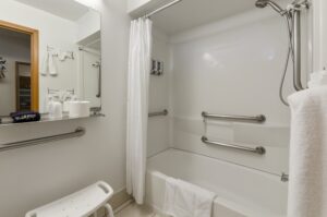 ada bathroom at firelite lodge ada bathroom at firelite lodge - accessible handrails and seat