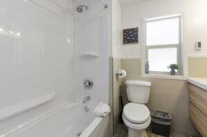 firelite cabin bathroom bathroom at firelite cabin with toilet and shower tub combo