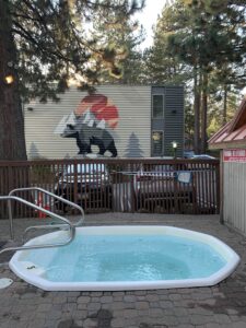 hot tub with mural hot tub with bear mural on the hotel wall